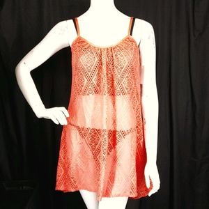 - Ella Moss Salmon/ Orange Primrose Bikini Cover-up SiE Medium